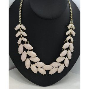 Faceted Acrylic Gold Tone Necklace‎ Nude Beige Cream Statement 18"
